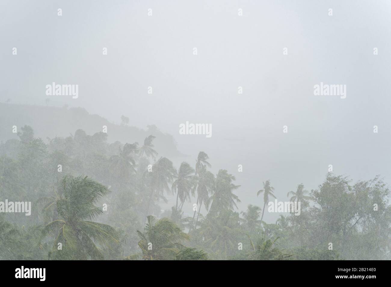 Forte pluie tropicale soudaine assombrissant le ciel Banque D'Images