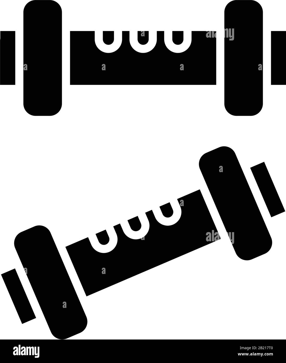 Icône noire Dumbells, illustration conceptuelle, symbole vectoriel plat, signe glyphe. Illustration de Vecteur