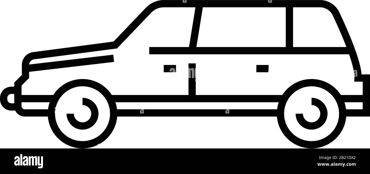 Icône de ligne de voiture de moteur, panneau concept, illustration vectorielle, symbole linéaire. Illustration de Vecteur
