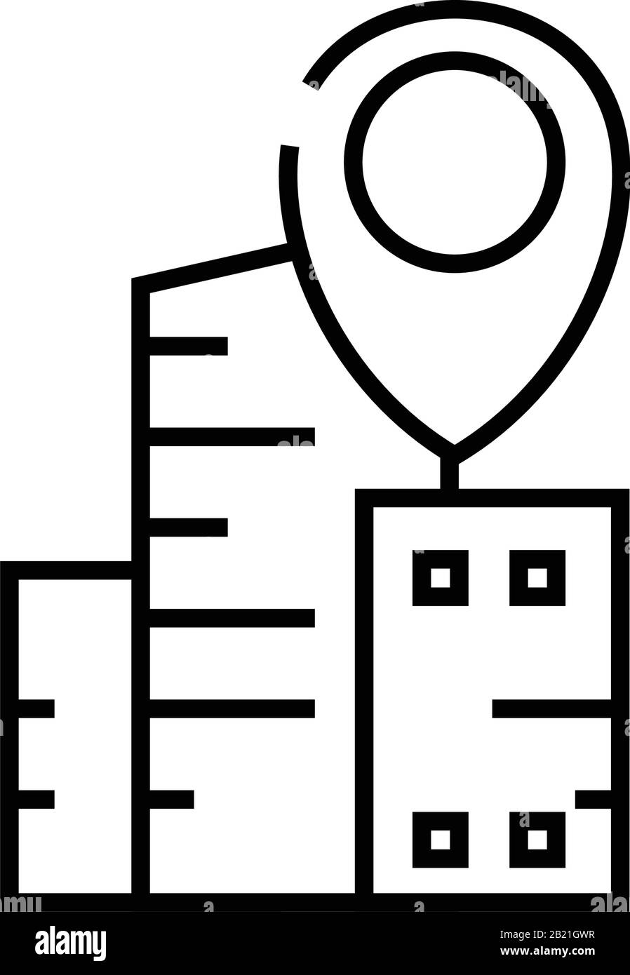 Icône de ligne d'adresse de bureau, signe de concept, illustration ...