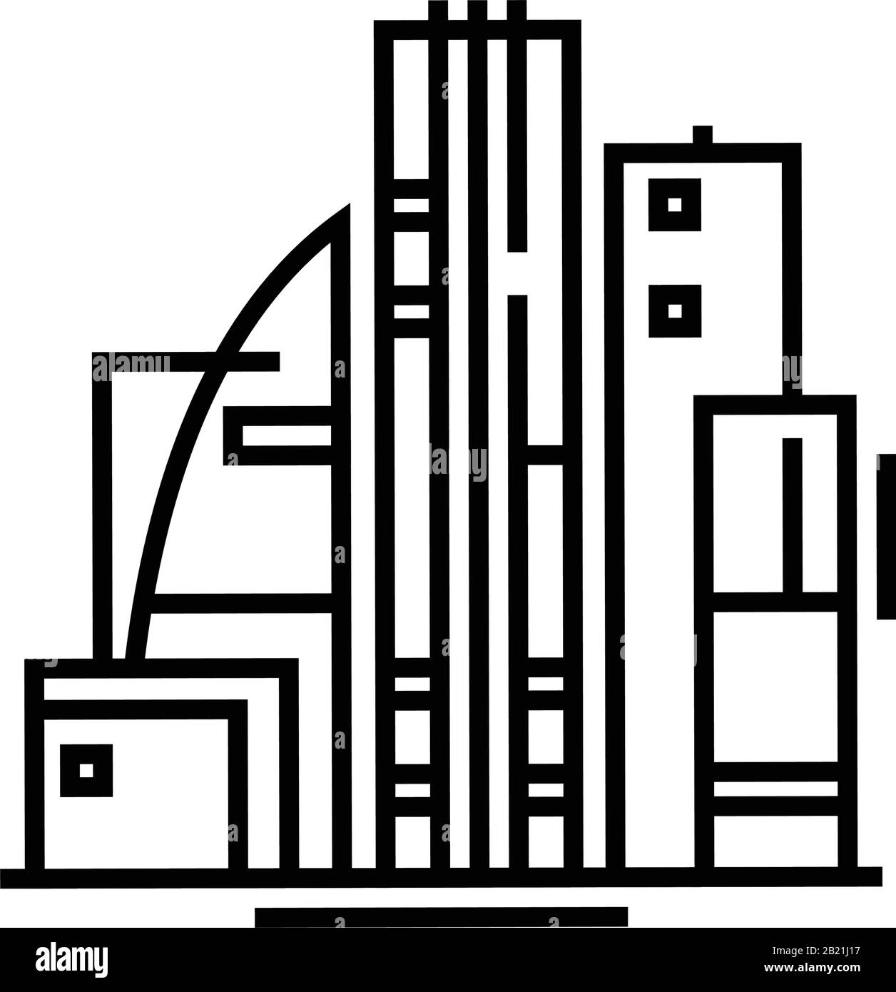 Icône de ligne de bâtiments de bureau, signe de concept, illustration vectorielle de contour, symbole linéaire. Illustration de Vecteur