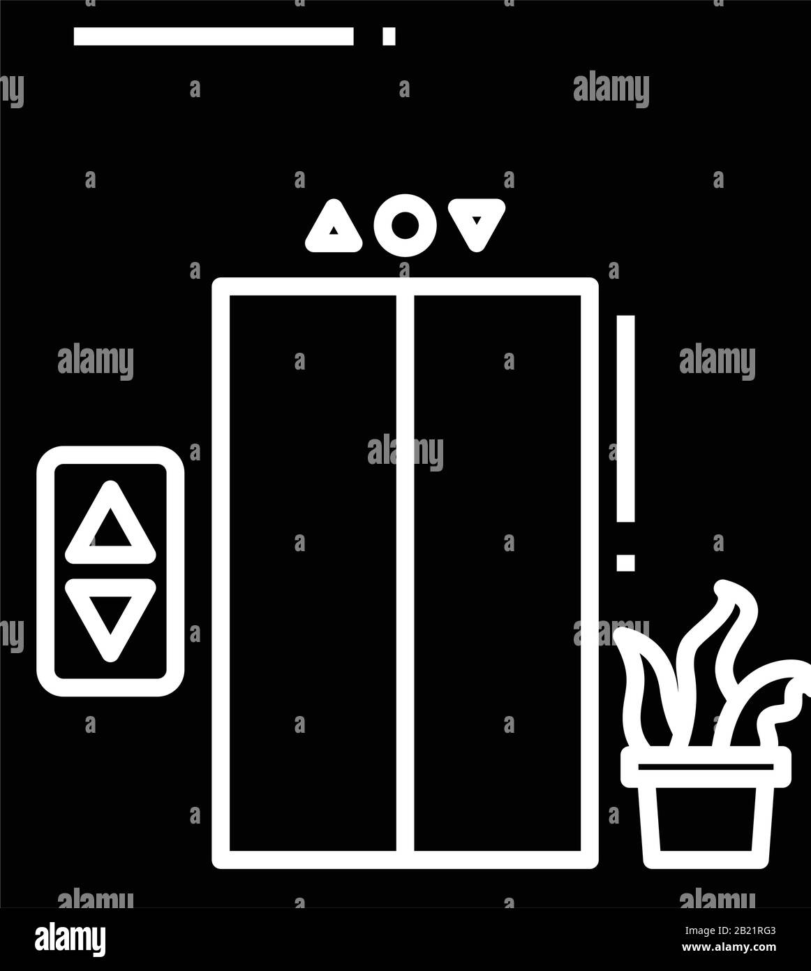 Icône noire de la vue de l'ascenseur, illustration du concept, symbole plat vectoriel, signe glyphe. Illustration de Vecteur