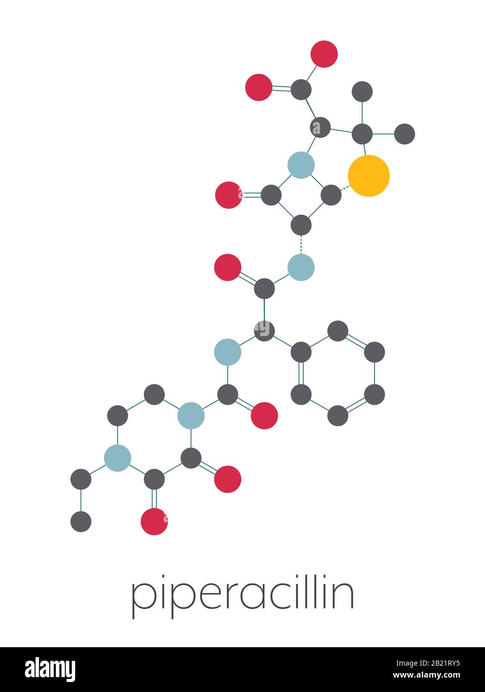 Molécule de médicament antibiotique pipéracillin, illustration Banque D'Images