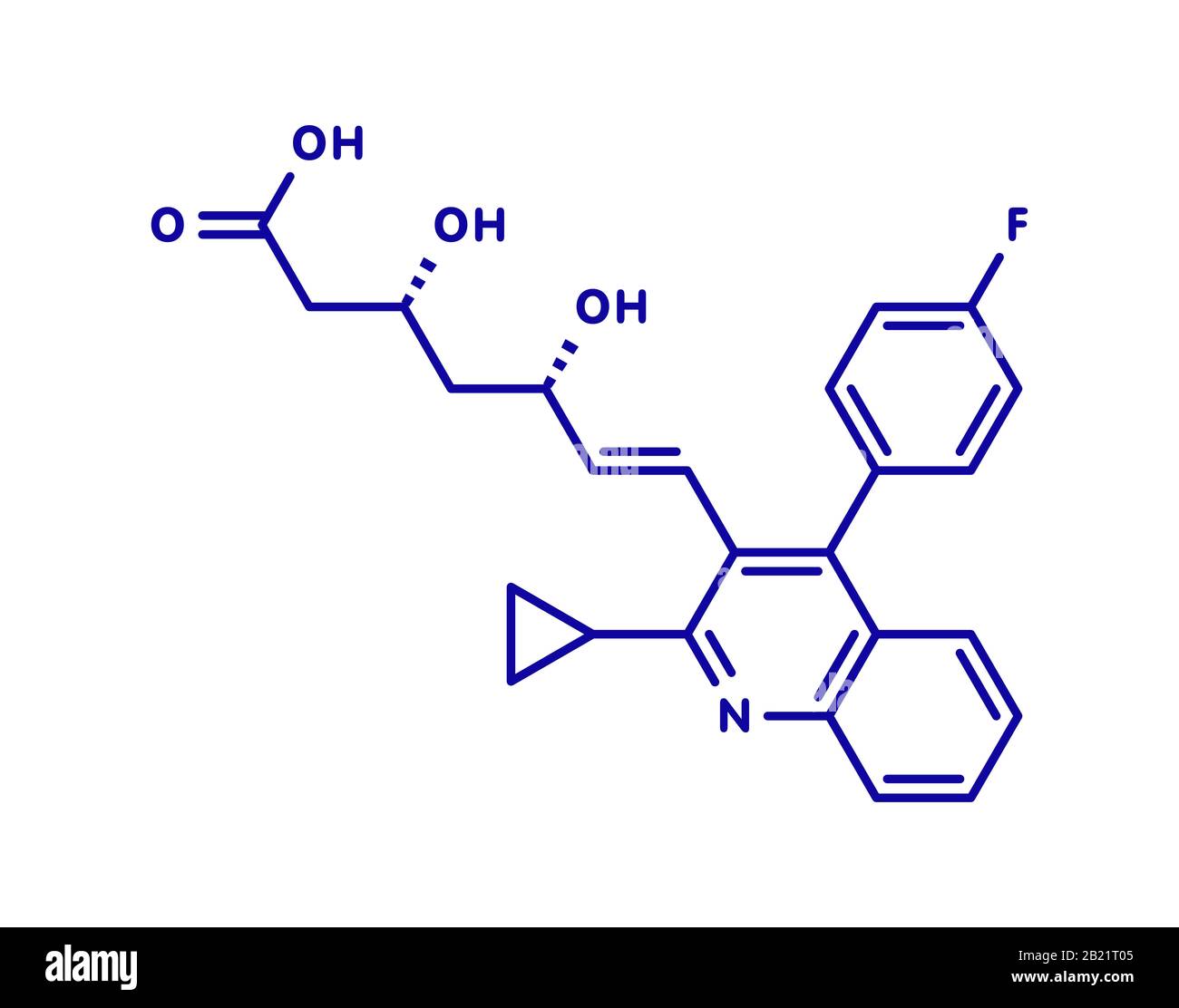 Molécule de médicament à hypercholestérolémie de Pitavastatine Banque D'Images