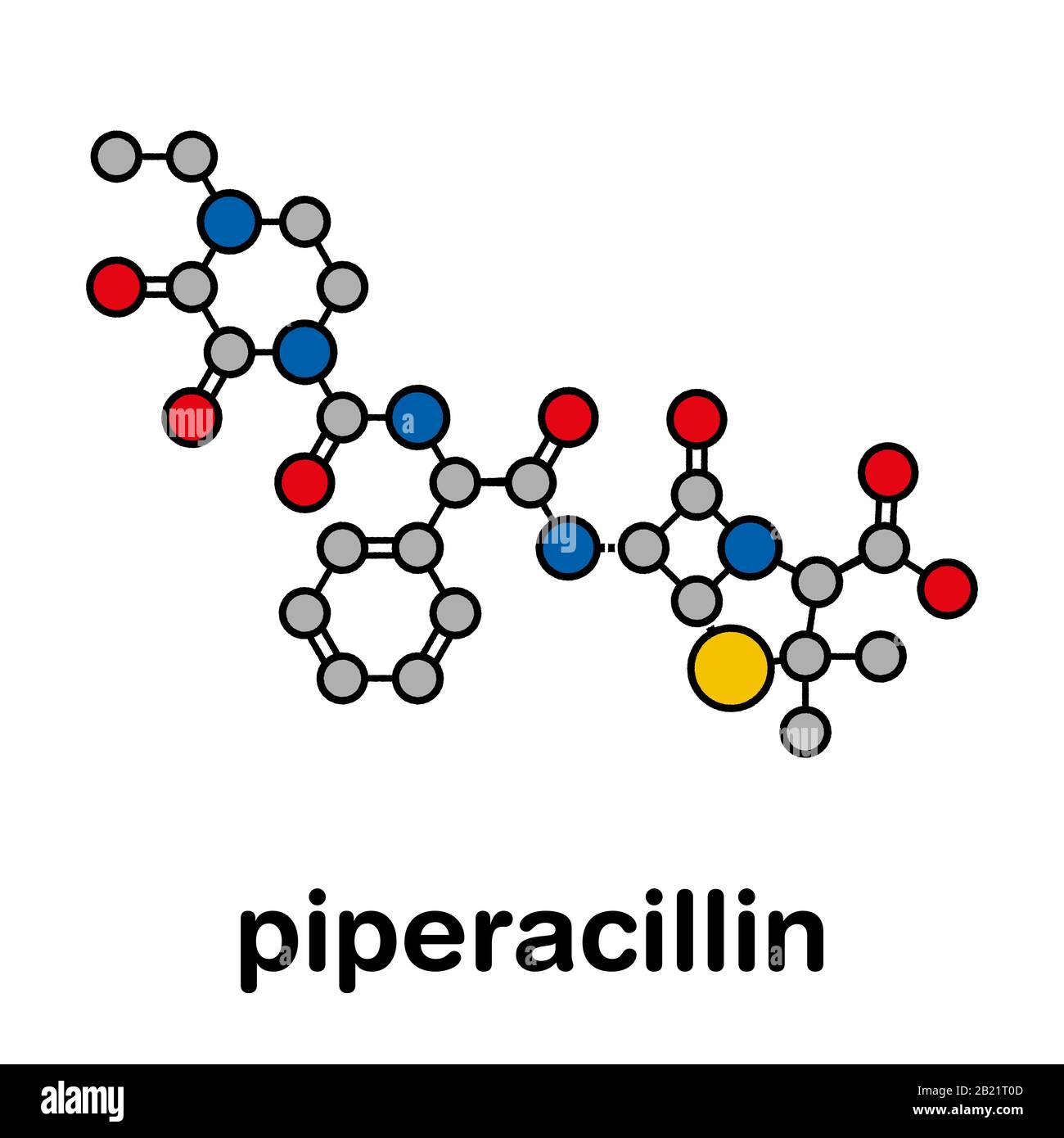 Molécule de médicament antibiotique pipéracillin, illustration Banque D'Images