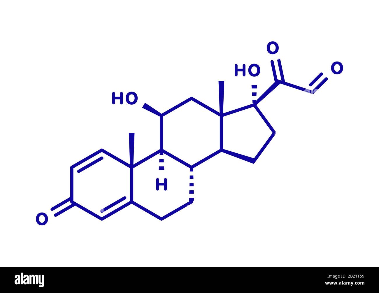 Molécule de médicament de corticostéroïdes de prednisolone, illustration Banque D'Images