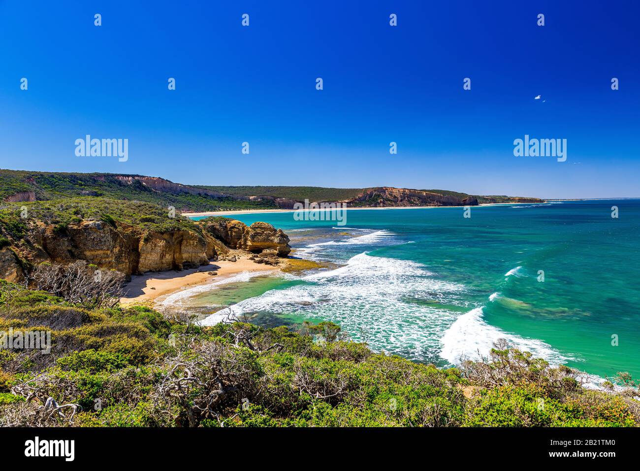 Point Addis avec Addiscot Beach dans la distance. Victoria, Australie Banque D'Images