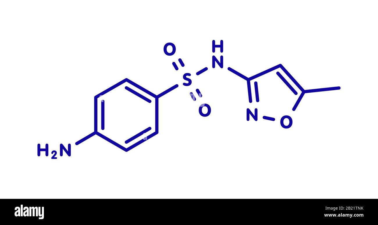 Molécule de médicament antibiotique Sulfamethoxazole, illustration Banque D'Images