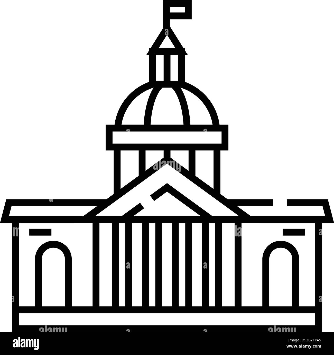 Icône de ligne de construction de parlament, signe de concept, illustration vectorielle de contour, symbole linéaire. Illustration de Vecteur