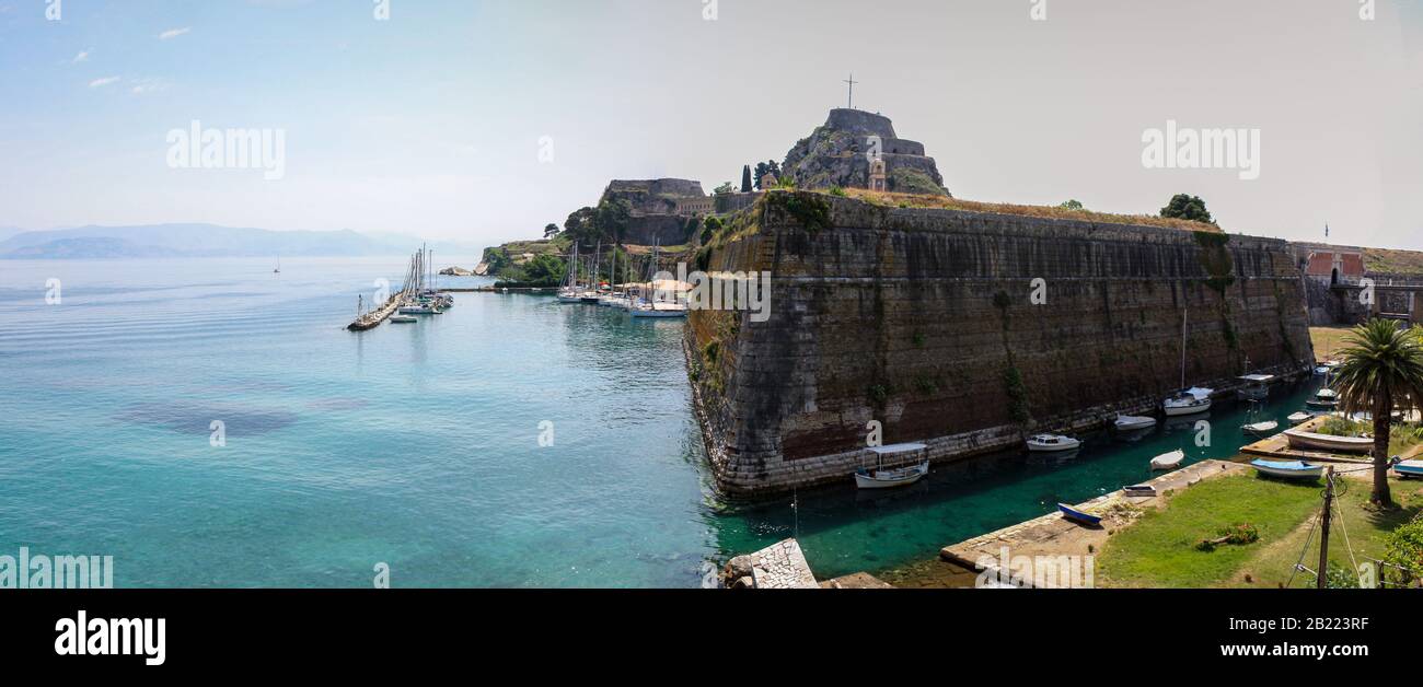 La vieille forteresse historique de Corfou est un endroit incroyable à visiter. Banque D'Images