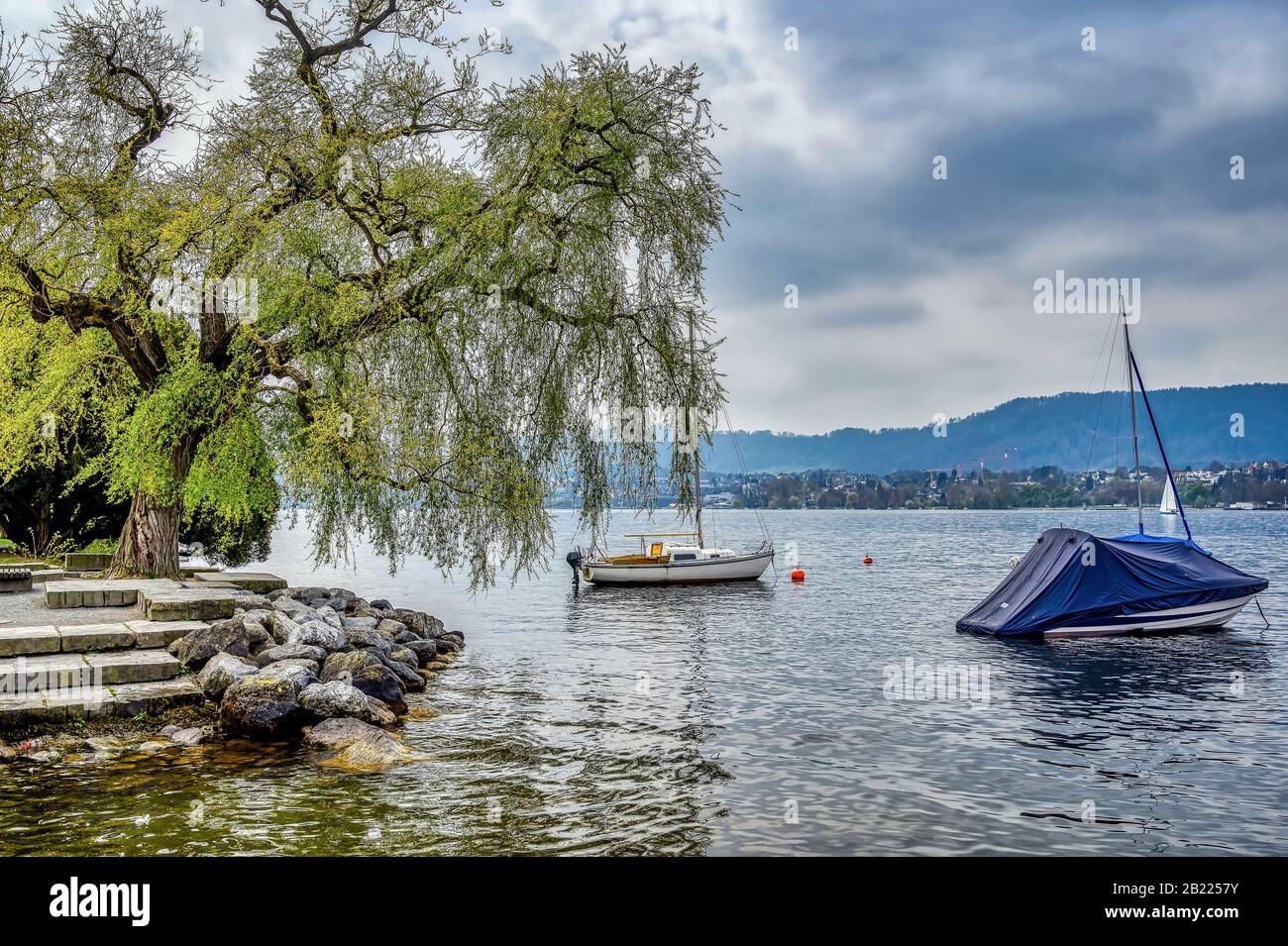 Le lac de Zurich en Suisse au début du printemps Banque D'Images