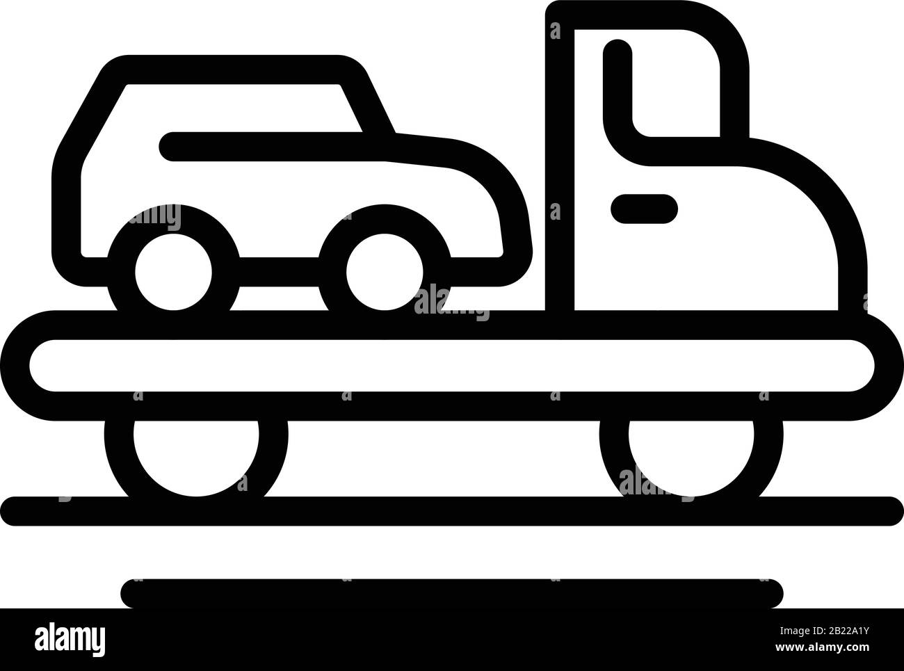 Icône de chariot de remorquage de voiture cassé, style de contour Illustration de Vecteur