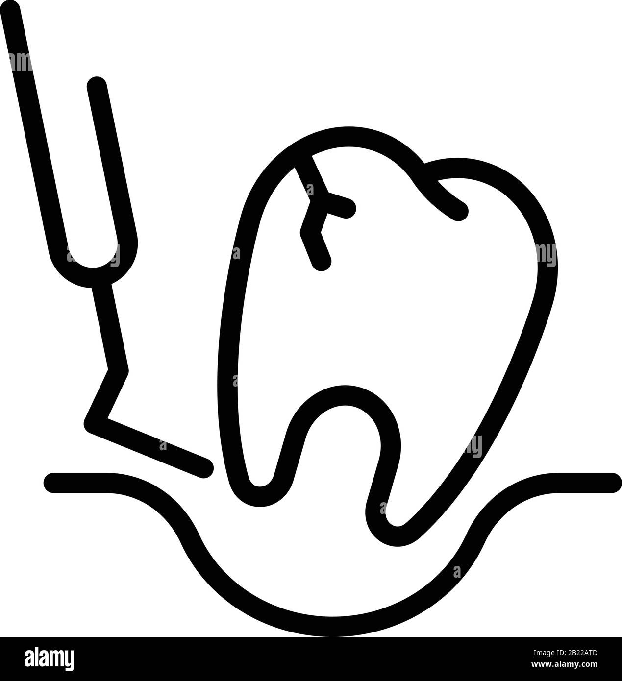 Extraction d'une icône de dent malade, style de contour Illustration de Vecteur