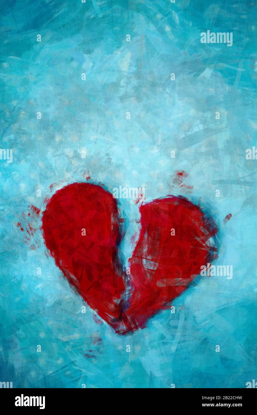 peinture coeur brisée comme concept pour une histoire d'amour brisée Banque D'Images