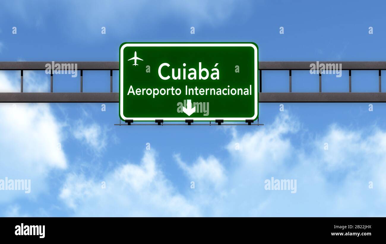 Cuiaba Brésil Airport Highway Road Sign 3d Illustration Banque D'Images
