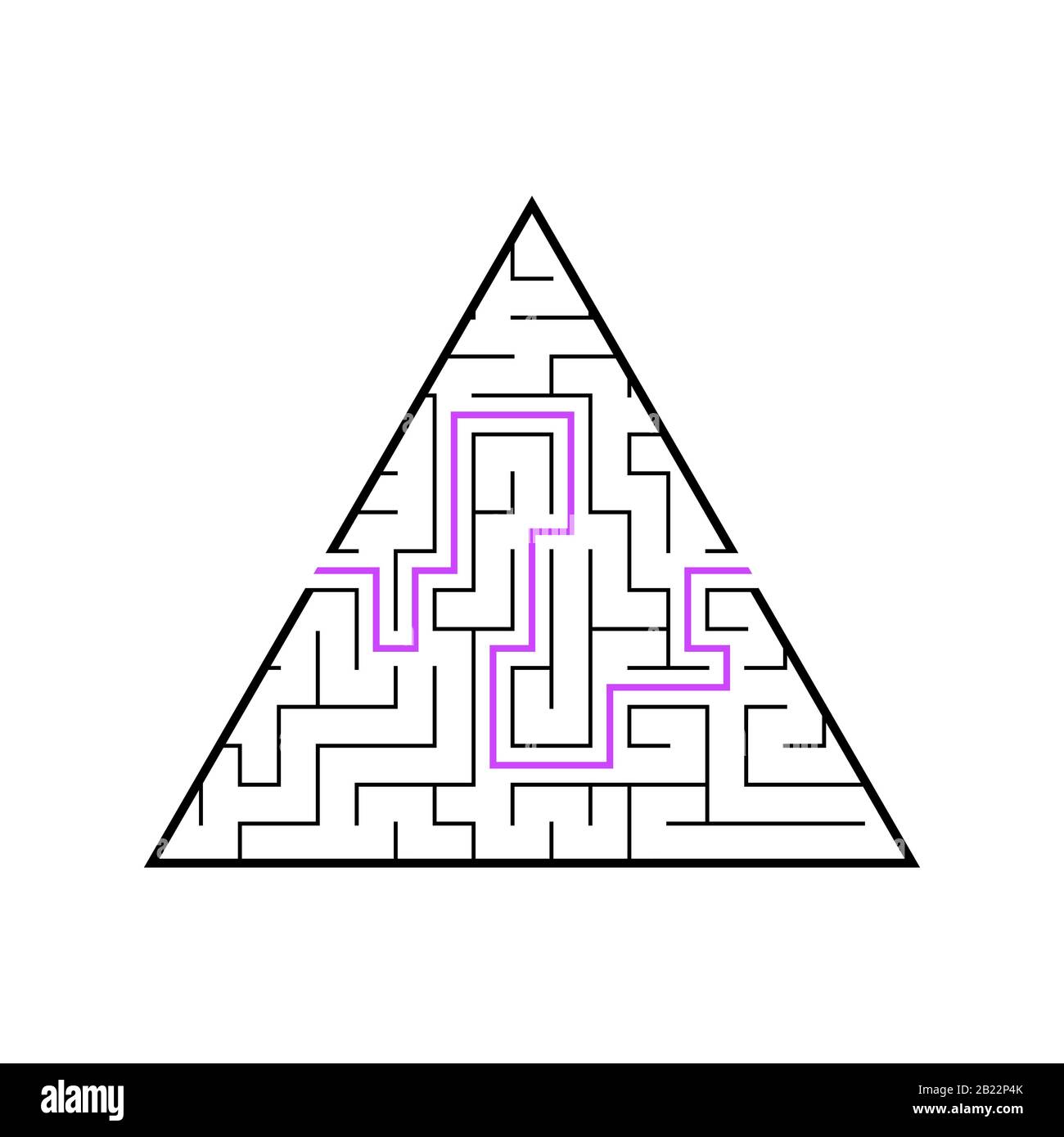 Un labyrinthe triangulaire, une pyramide avec un trait noir. Un jeu pour enfants. Illustration vectorielle plate simple isolée sur fond blanc. Avec les ans Illustration de Vecteur