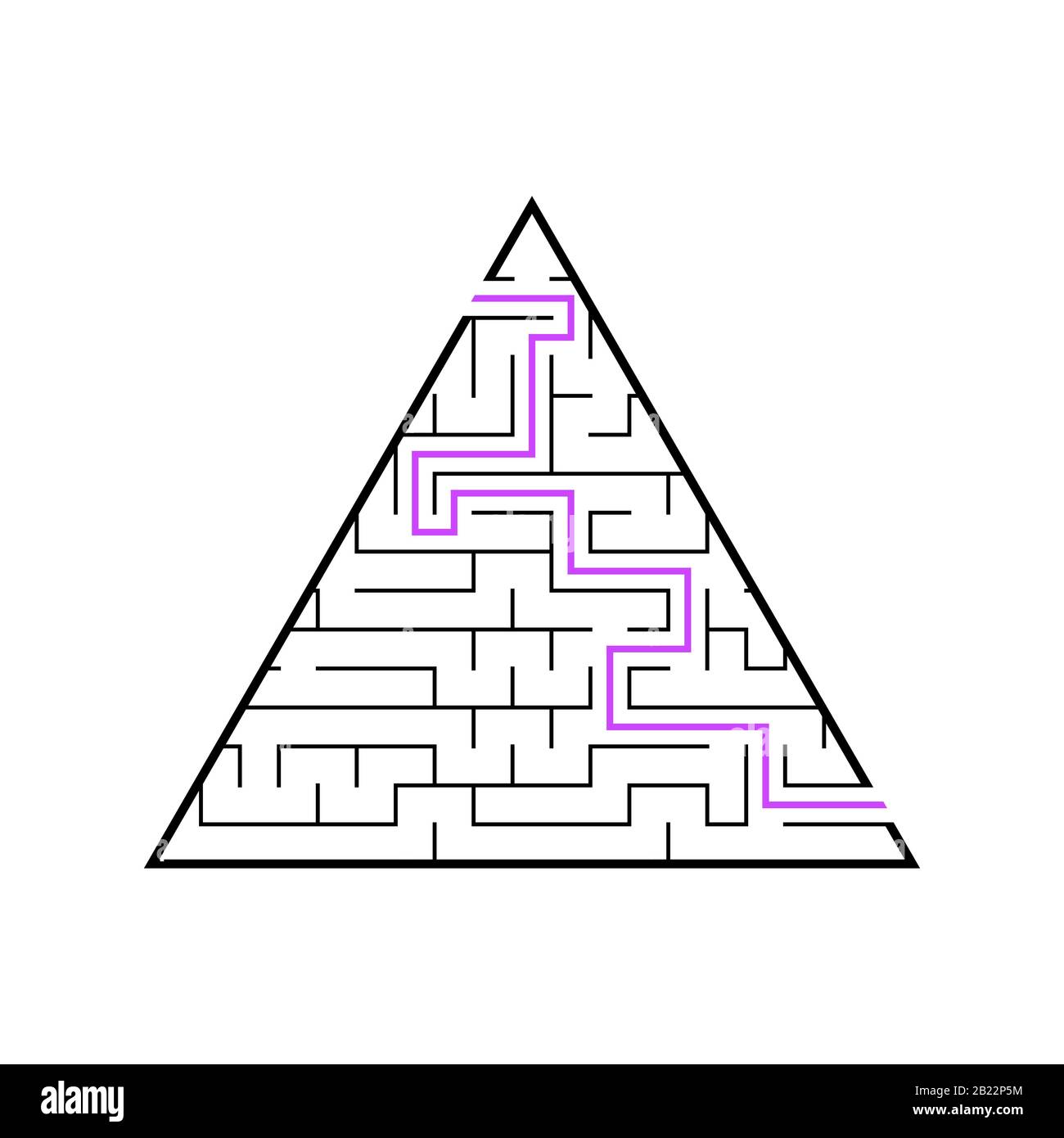 Un labyrinthe triangulaire, une pyramide avec un trait noir. Un jeu pour enfants. Illustration vectorielle plate simple isolée sur fond blanc. Avec les ans Illustration de Vecteur