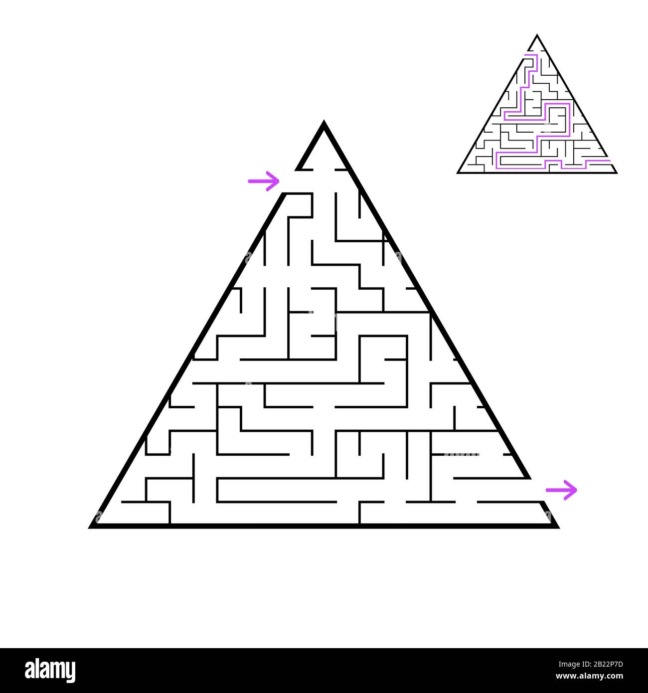 Un labyrinthe triangulaire, une pyramide avec un trait noir. Un jeu pour enfants. Illustration vectorielle plate simple isolée sur fond blanc. Avec les ans Illustration de Vecteur