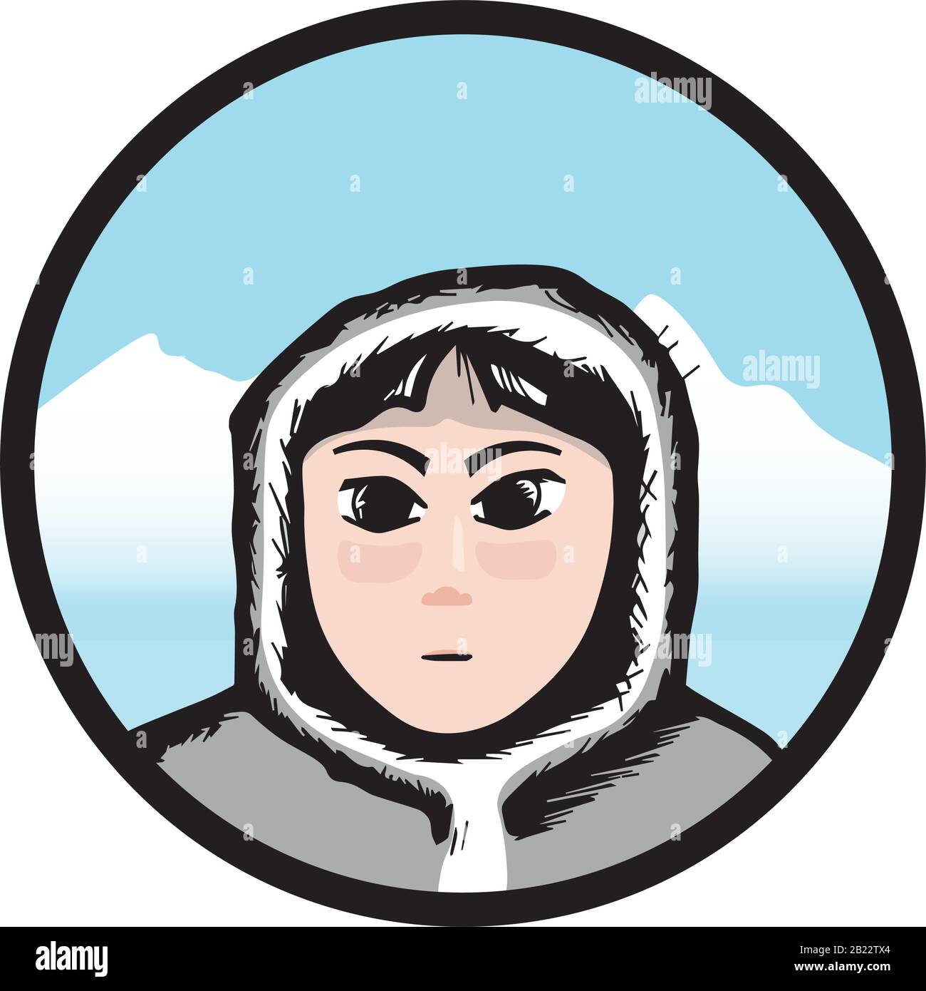 Icône portrait de personnage de garçon Eskimo Illustration de Vecteur