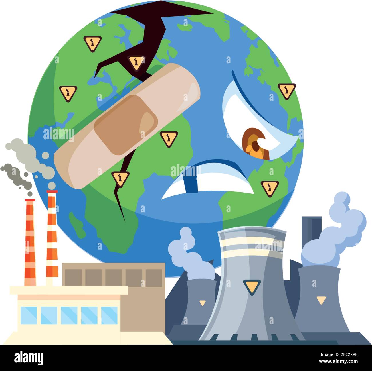 planète terre malade pour la pollution sur fond blanc illustration ...