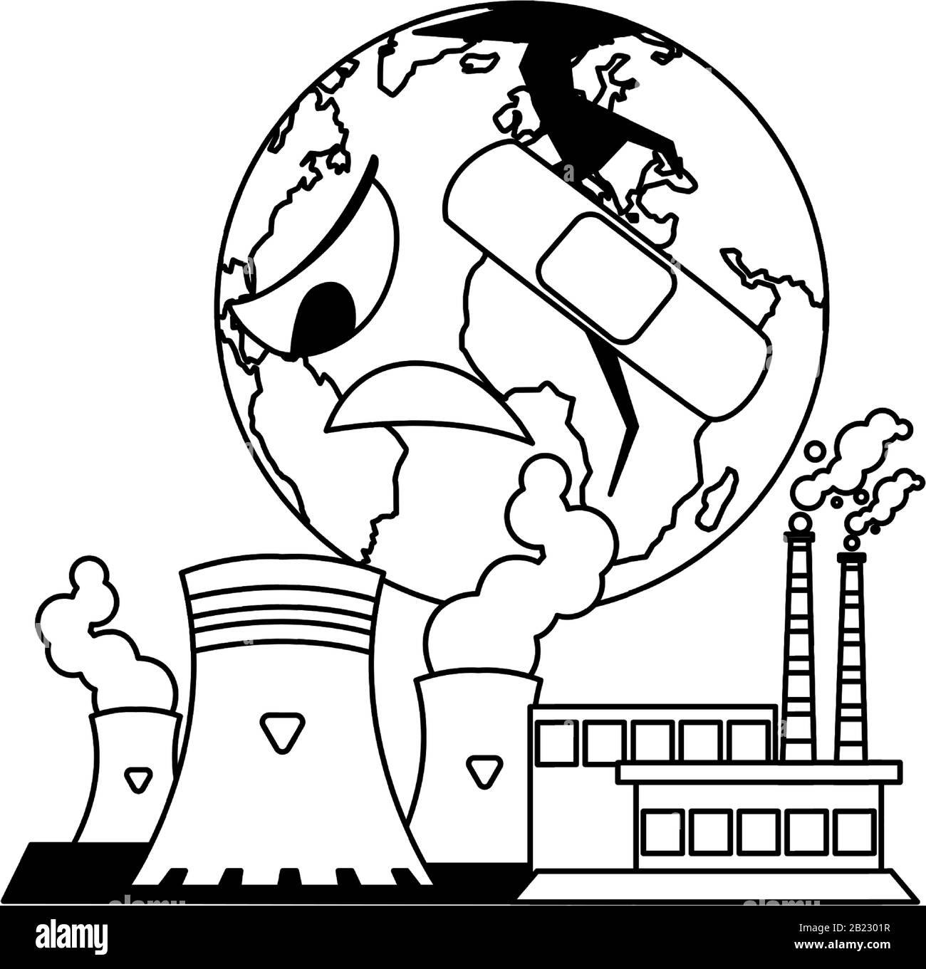 planète terre malade pour la pollution sur fond blanc illustration ...