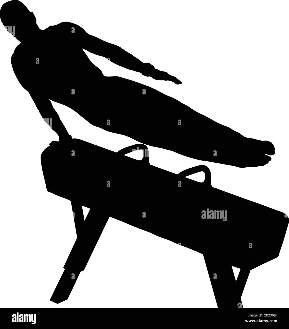 cheval pommel d'exercice gymnast dans la silhouette noire de gymnastique Illustration de Vecteur
