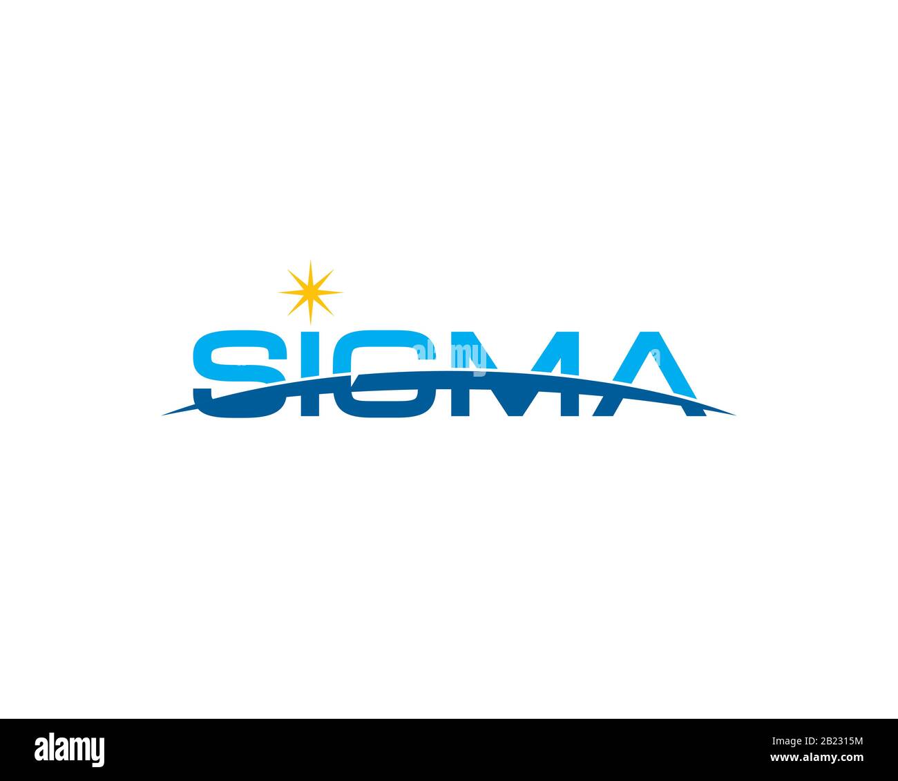 logo de marque-lettre sigma avec courbe d'horizon et étoile au soleil symbole Illustration de Vecteur