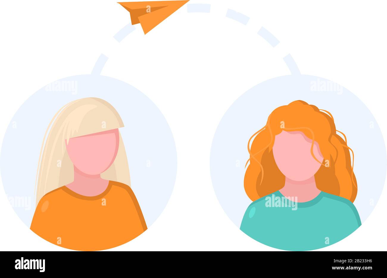 Illustration plate avec deux femmes envoyant un message Illustration de Vecteur