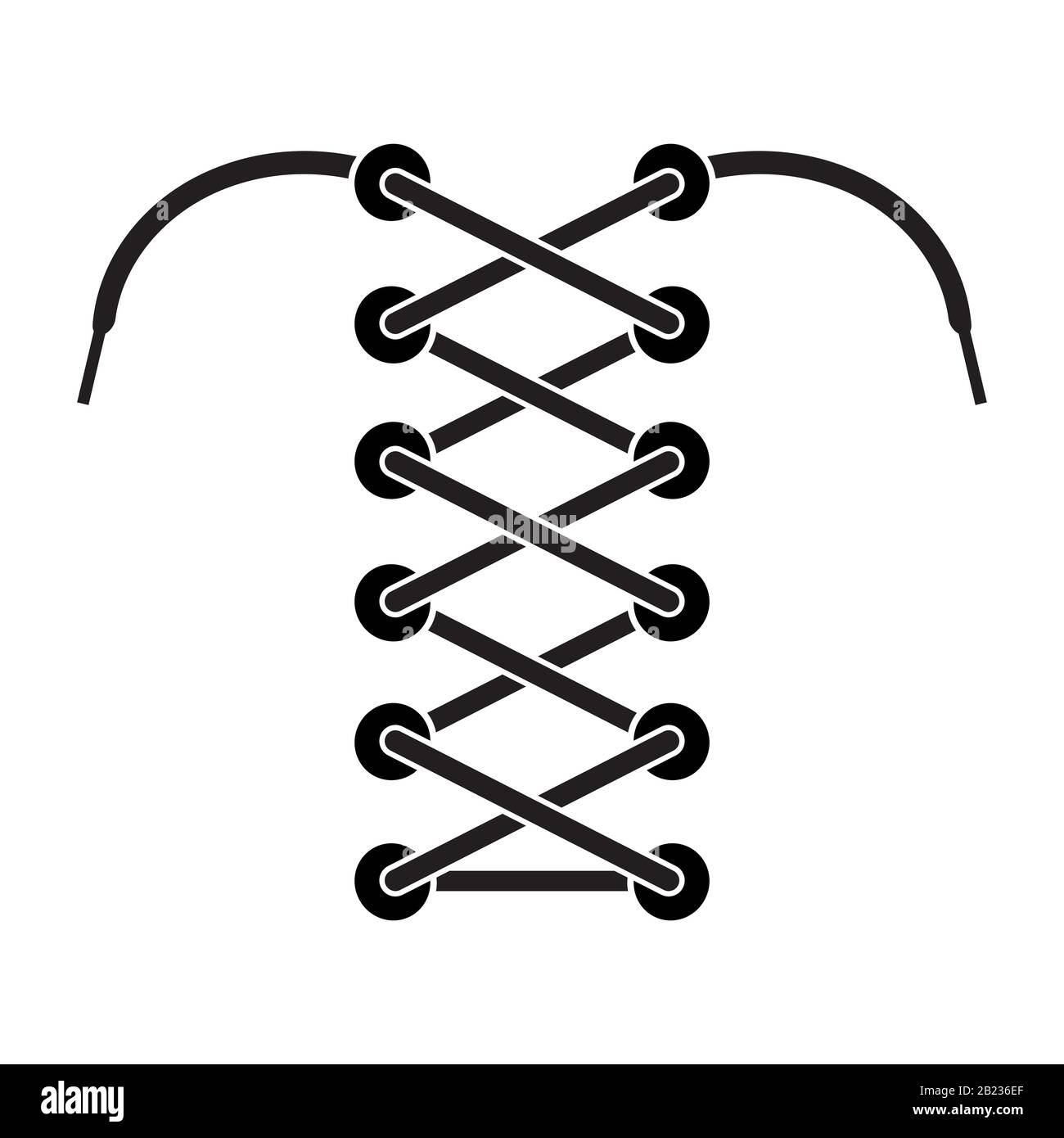 Icône Shoelace Noire Isolée Sur Fond Blanc Illustration de Vecteur