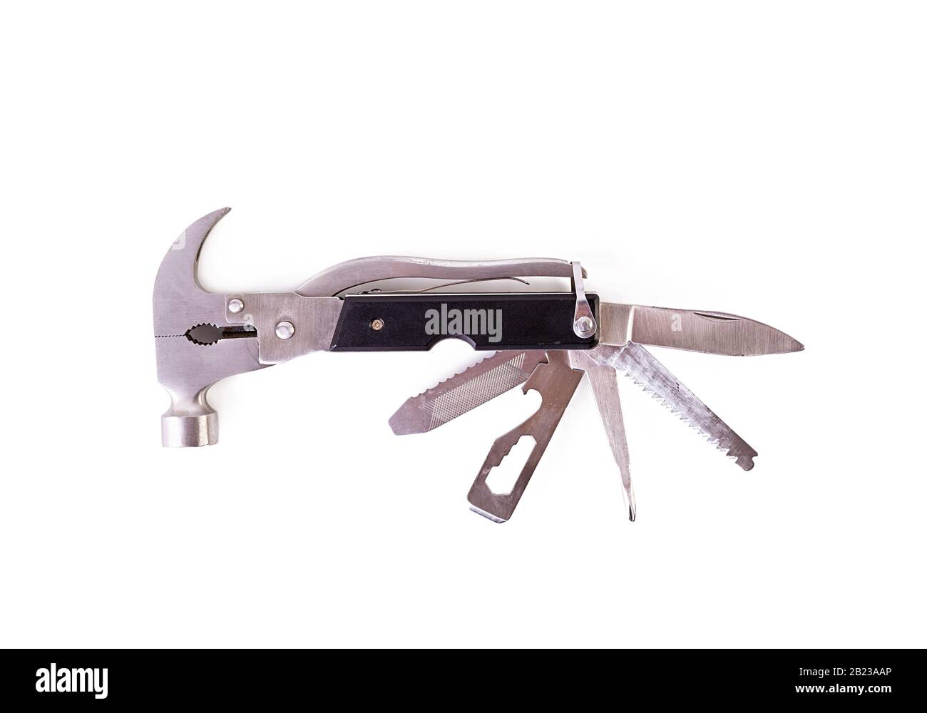 Outils de travail. Multi-outils isolés sur fond blanc Banque D'Images