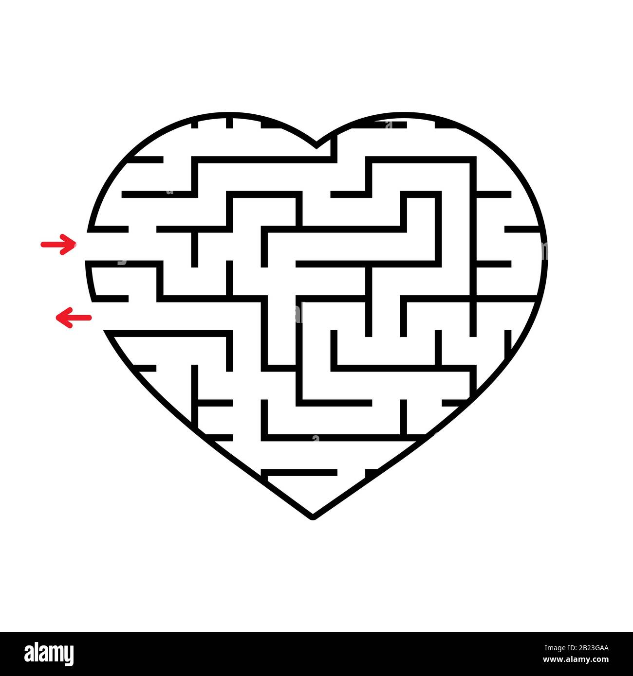 Cœur de labyrinthe. Illustration vectorielle plate simple isolée sur fond blanc. Un jeu intéressant pour les enfants et les adolescents Illustration de Vecteur