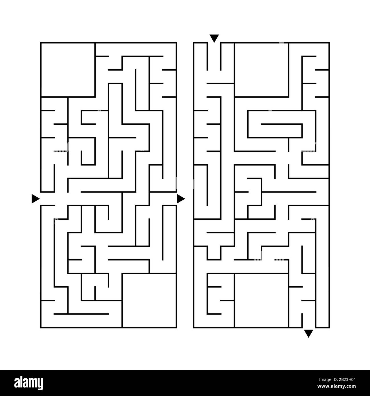 Ensemble de deux labyrinthe rectangulaires. Illustration vectorielle plate simple isolée sur fond blanc. Avec un endroit pour votre image Illustration de Vecteur