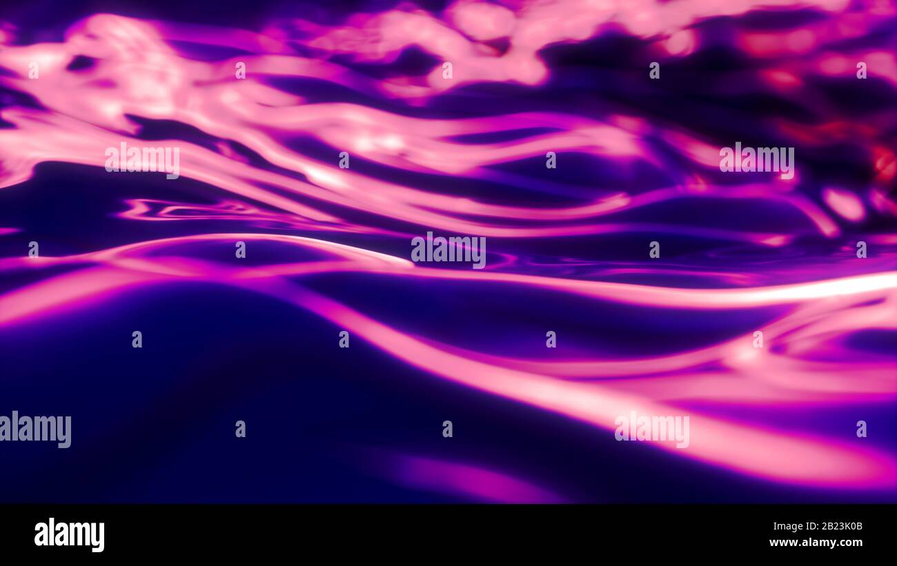 Fond néon coloré abstrait, lignes incurvées violettes roses Banque D'Images