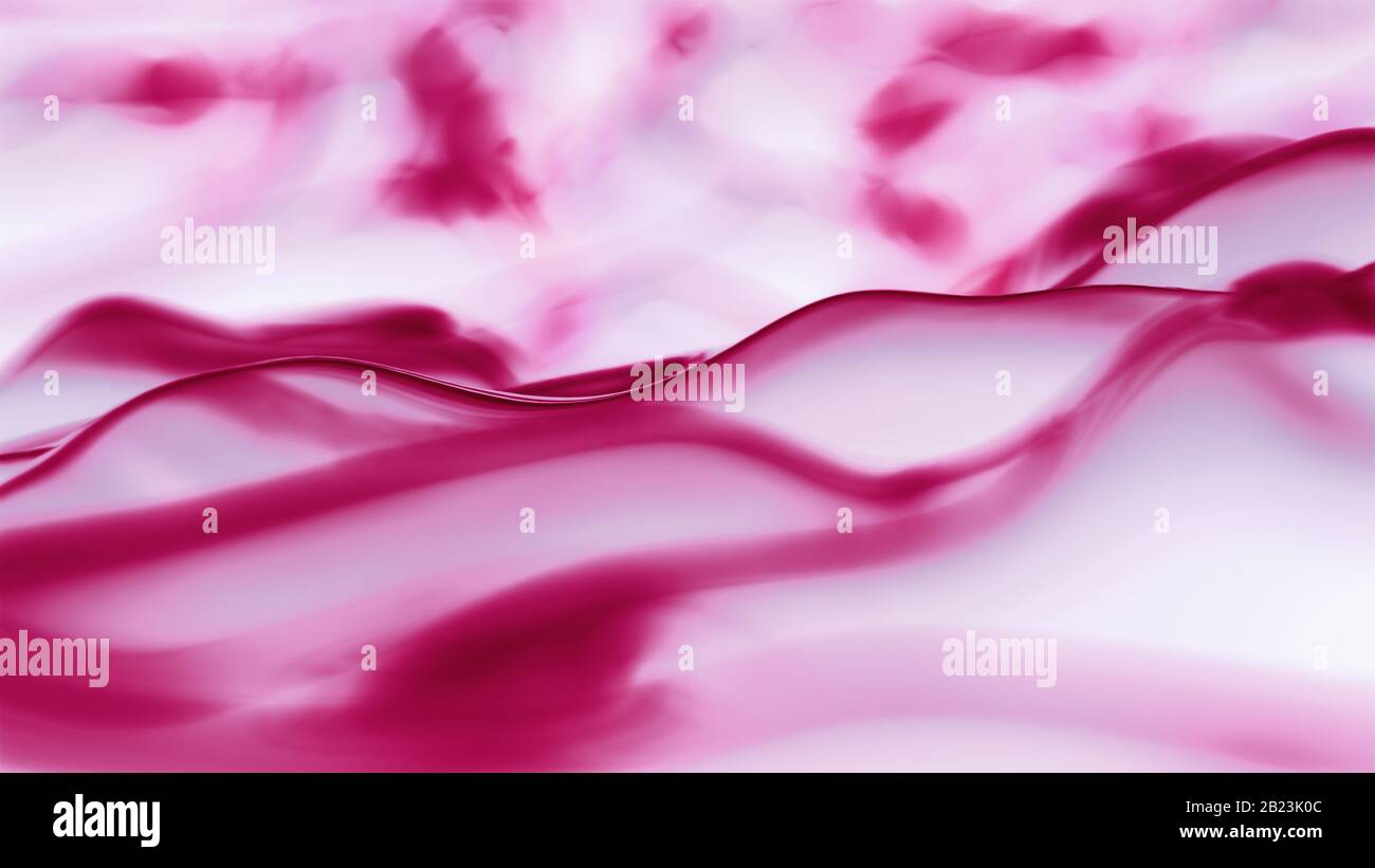 Fond liquide abstrait avec lignes incurvées violettes roses sur blanc Banque D'Images