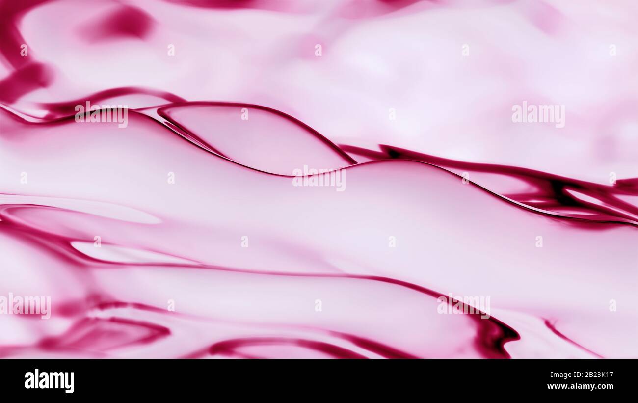 Fond liquide abstrait avec lignes incurvées violettes roses sur blanc Banque D'Images