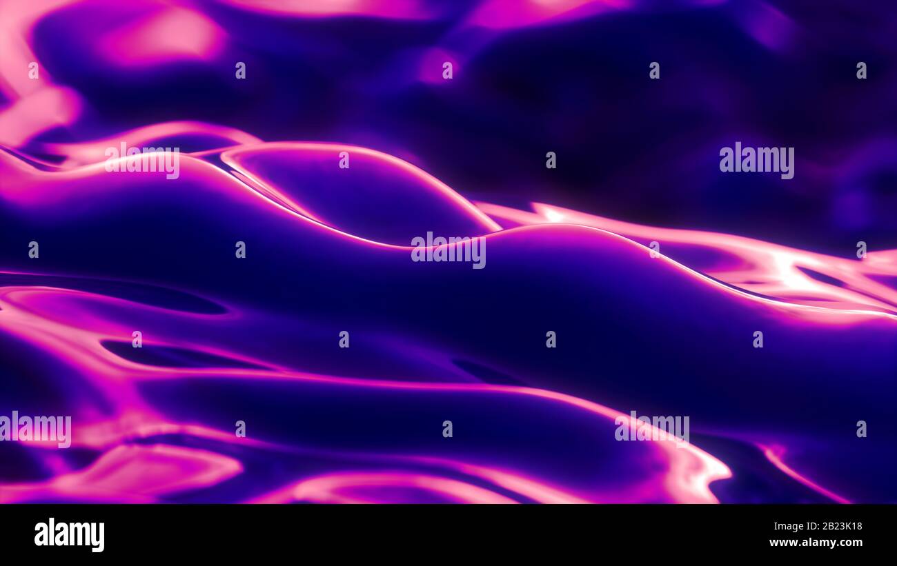 Fond néon coloré abstrait, lignes incurvées violettes roses Banque D'Images