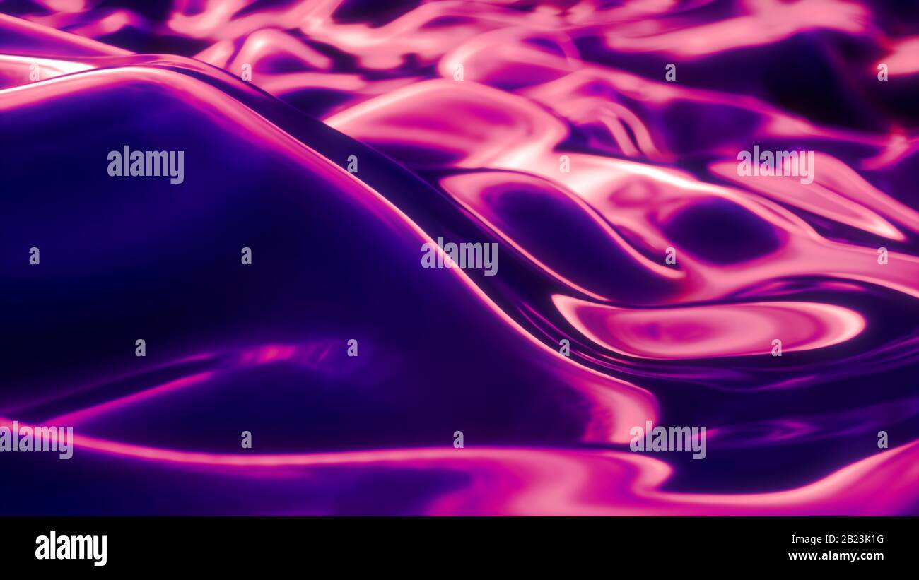 Fond néon coloré abstrait, lignes incurvées violettes roses Banque D'Images