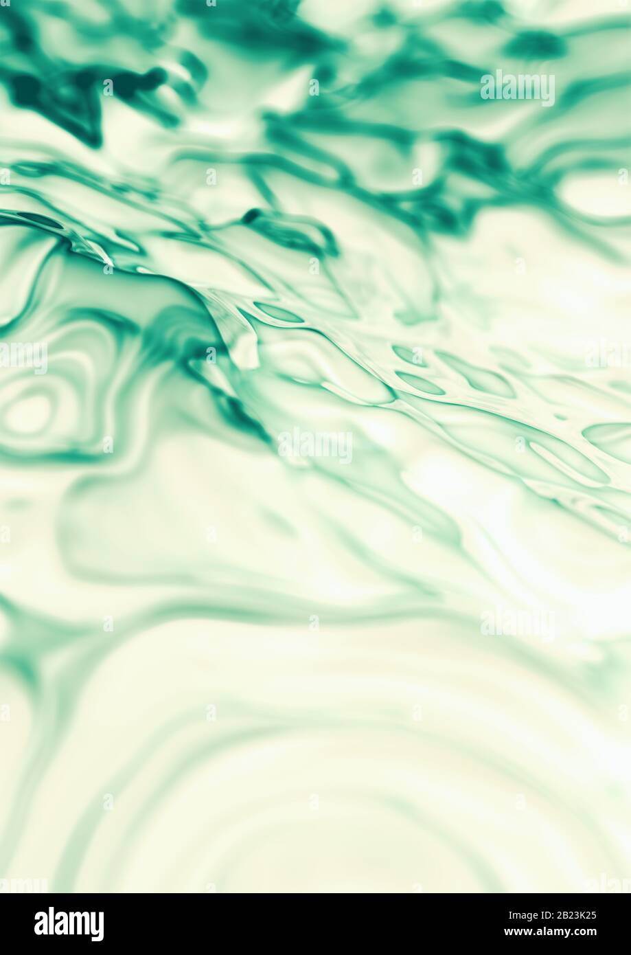 Résumé fond liquide, couverture de livre de l'a4 avec des lignes incurvées d'eau verte sur blanc Banque D'Images