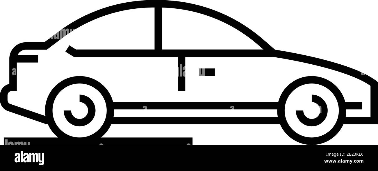 Icône de ligne de voiture de tourisme, panneau concept, illustration vectorielle, symbole linéaire. Illustration de Vecteur
