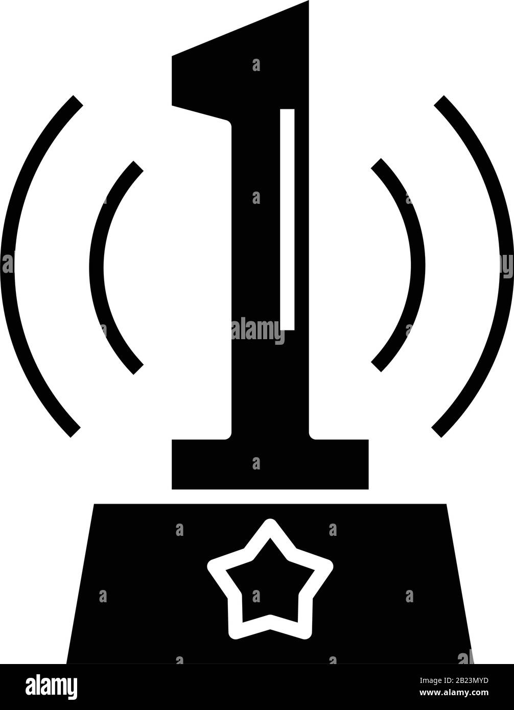 Première place icône noire, illustration conceptuelle, symbole vectoriel plat, signe glyphe. Illustration de Vecteur