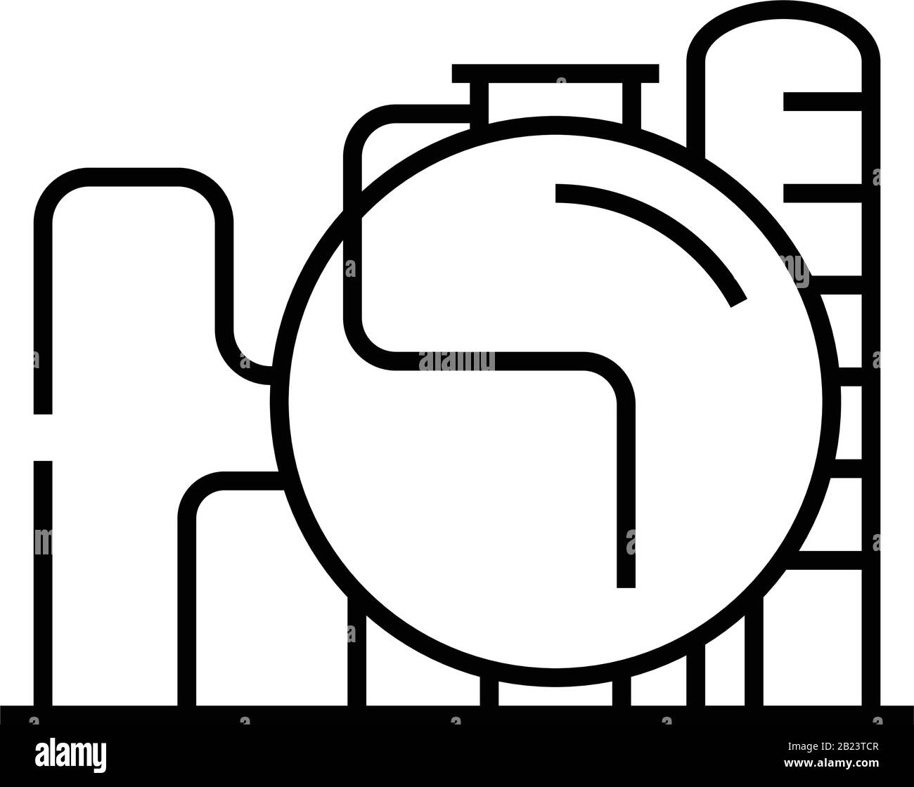 Icône de ligne de raffinerie, signe concept, illustration vectorielle, symbole linéaire. Illustration de Vecteur