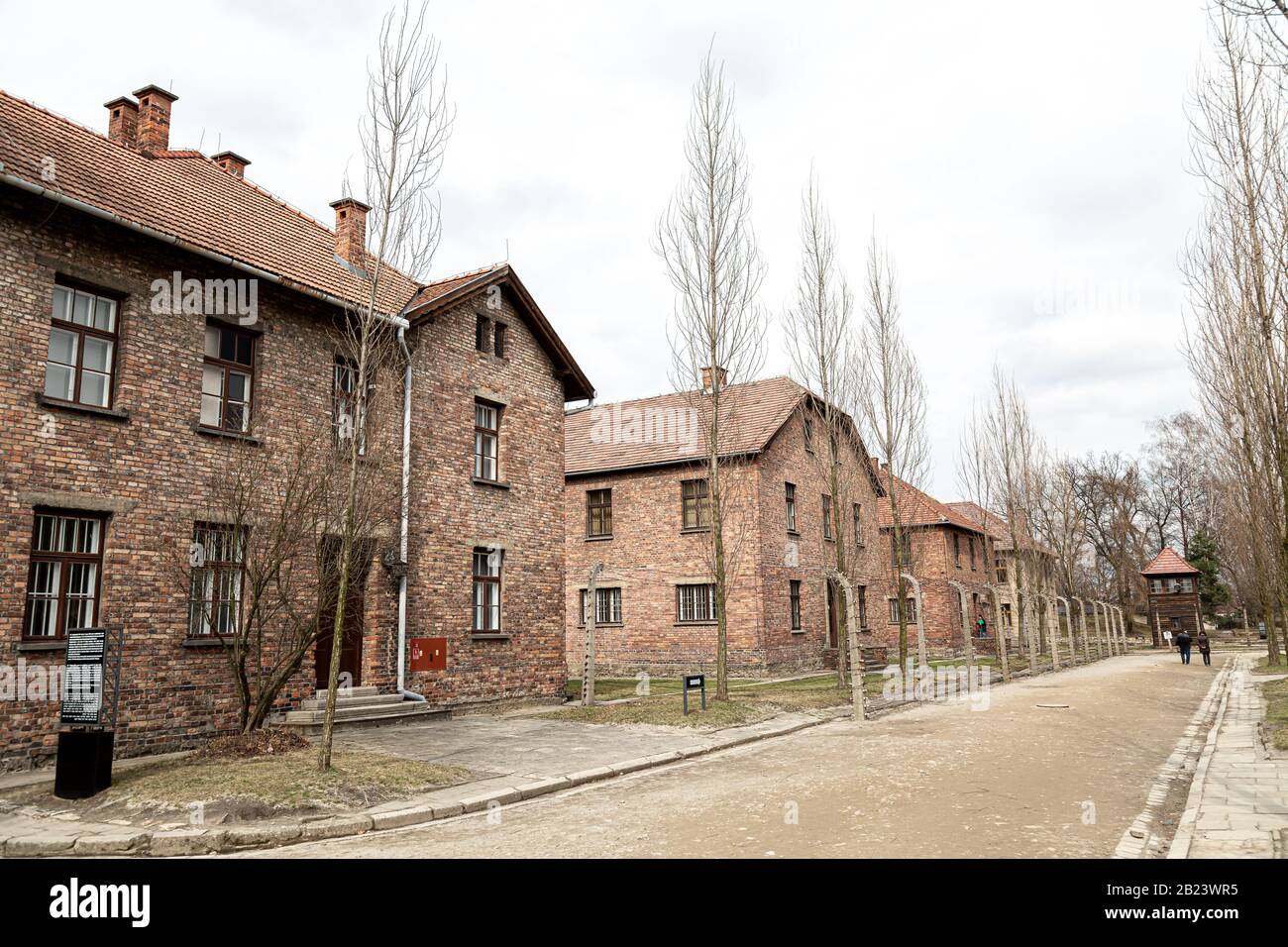 Vestiges de bâtiments à Auschwitz - Musée Birkenau et Mémorial Des Camps de la mort nazie de la seconde Guerre mondiale Banque D'Images