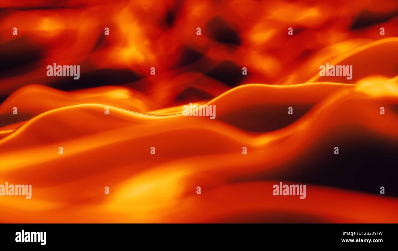 Abstrait LAVA arrière-plan, lignes incurvées orange vif Banque D'Images
