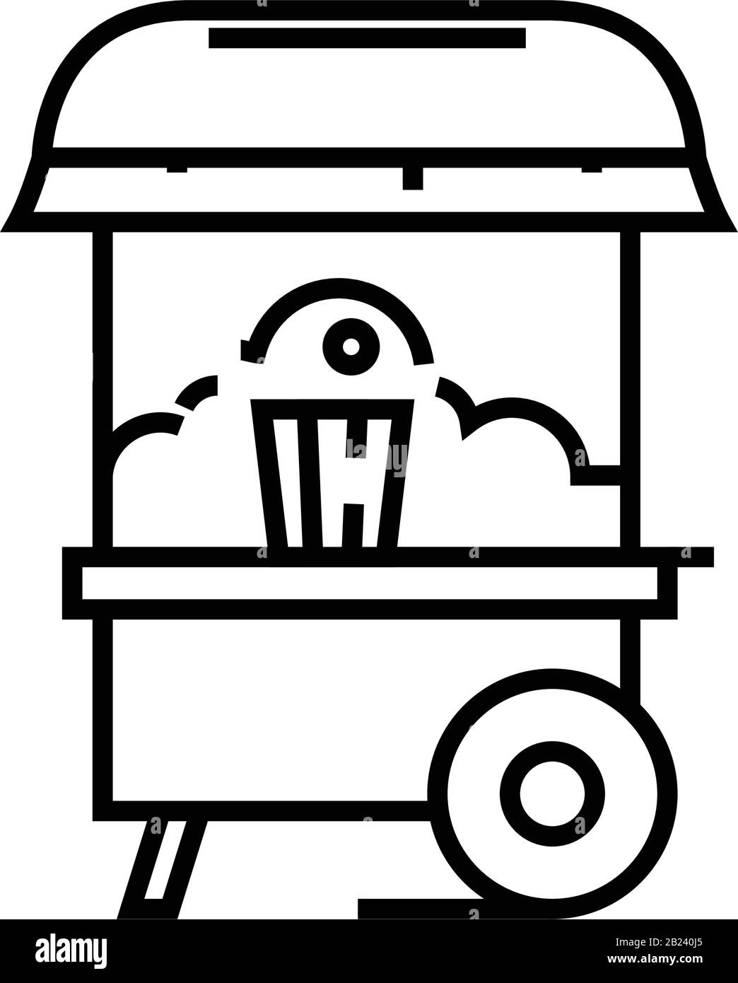 POP icône de ligne d'atelier de maïs, signe de concept, illustration vectorielle de contour, symbole linéaire. Illustration de Vecteur