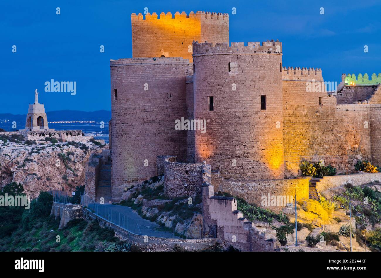 Alcazaba et Cerro de San Cristobal à Almeria, Andalousie, Espagne Banque D'Images