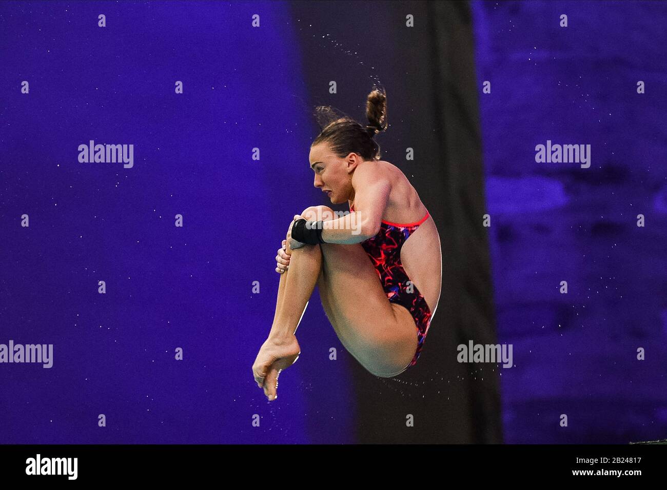 Montréal, Québec, Canada. 29 février 2020. Lois Toulson (GBR) plongées pendant la série mondiale de plongée FINA plate-forme demi-finale pour femmes au stade olympique de David Kirouac/CSM/Alay Live News Banque D'Images