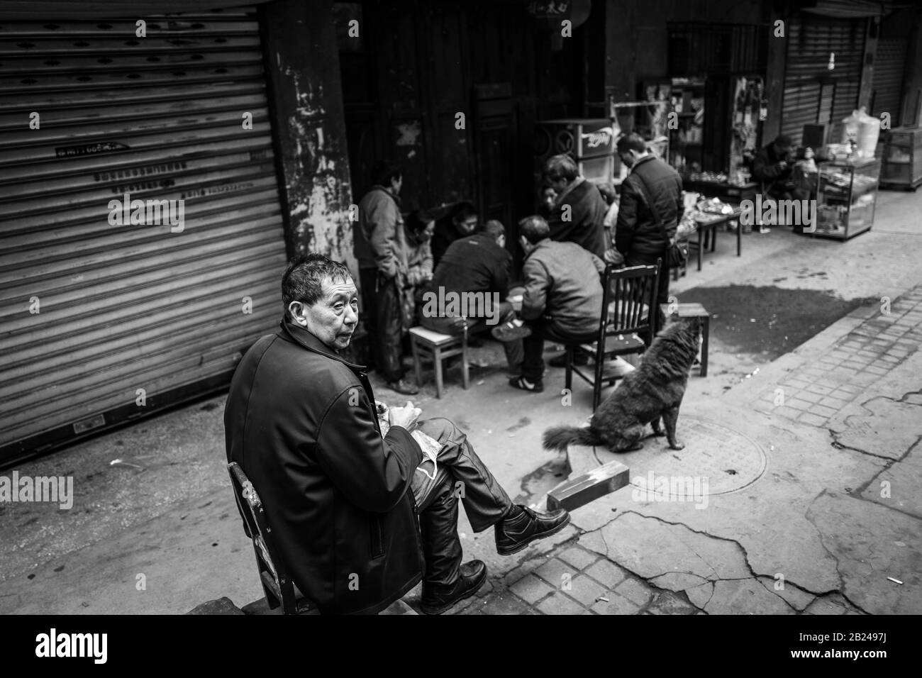 Scène de rue dans un quartier de la vieille ville, Chongqing, Chine Banque D'Images