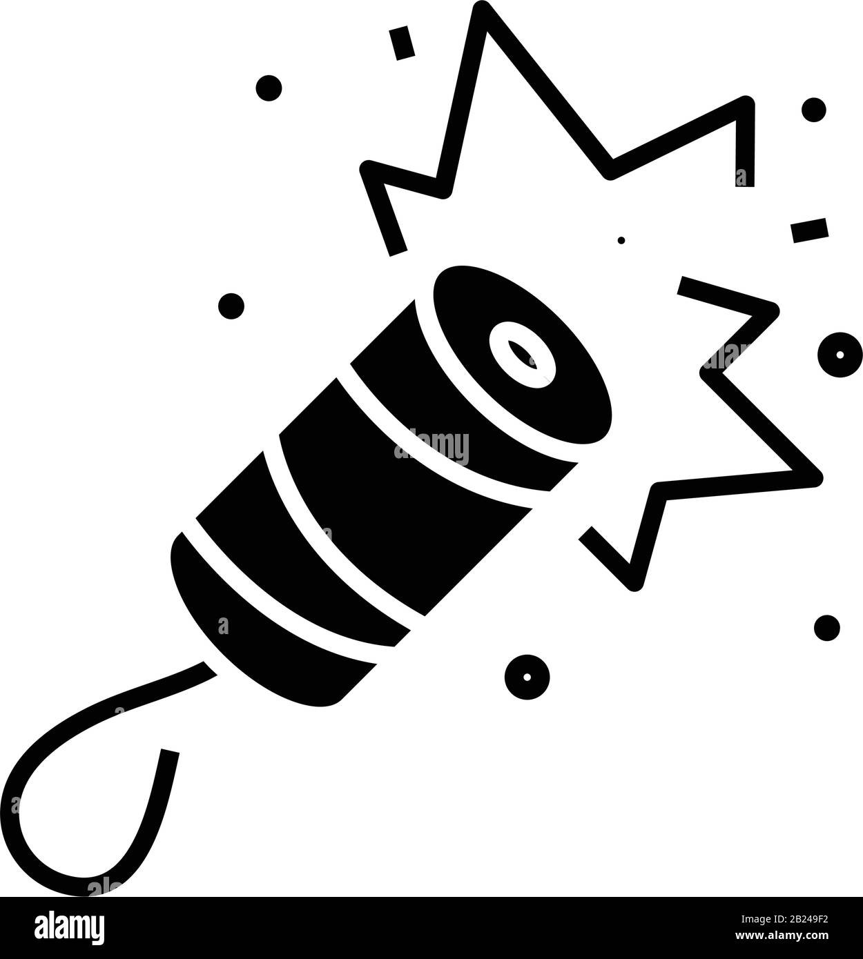 Icône noire de firecracker, illustration conceptuelle, symbole plat vectoriel, signe glyphe. Illustration de Vecteur