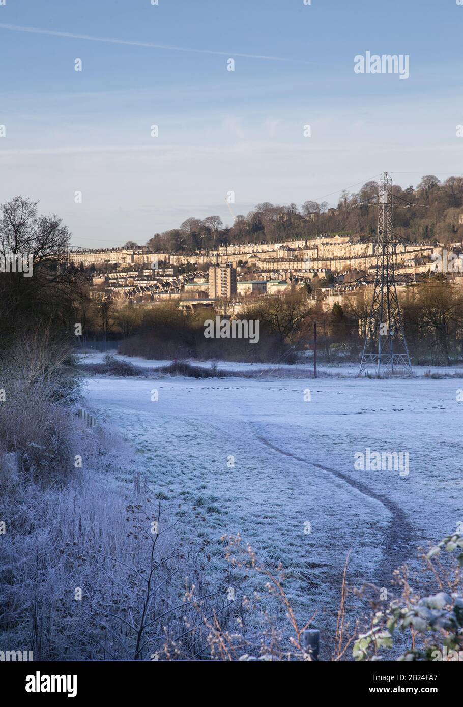 Vue sur la ville de Bath en hiver, Royaume-Uni Banque D'Images