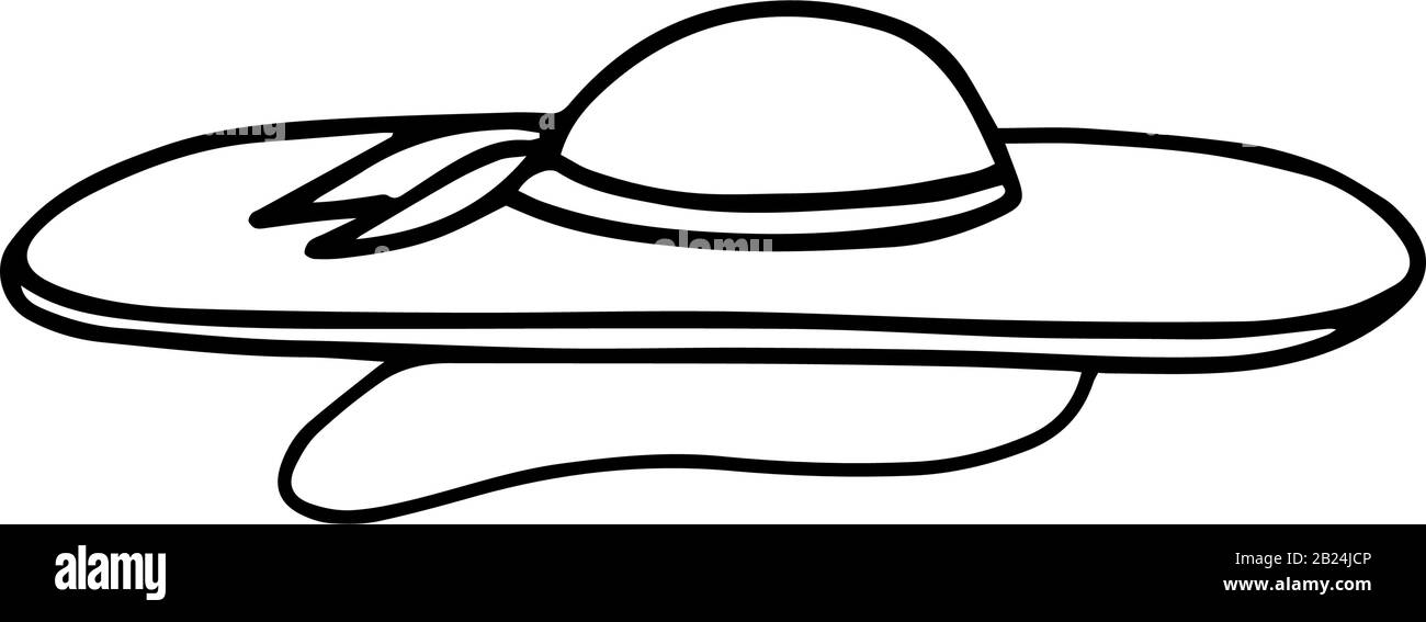 Headdress d'été. Chapeau pour femme avec noeud dans un style caniche isolé sur fond blanc. Icône de signe. Illustration du contour vectoriel. Utilisable comme icône ou symbo Illustration de Vecteur